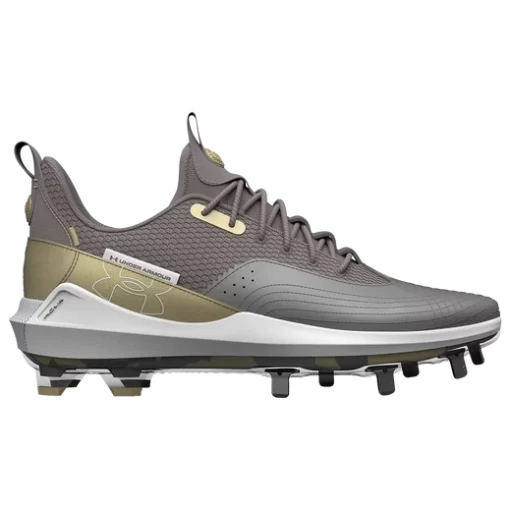 Under Armour UnderArmour Men's UA Harper 7 Low ST Metal Baseball Cleats Grey 3025582-101 -Baseball Gear Shop grey25583900 a1
